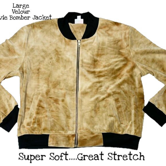NEW LuLaRoe Elegant Faux Suede Gold Mustard Velour Stevie Bomber Jacket Stretch - Picture 1 of 8